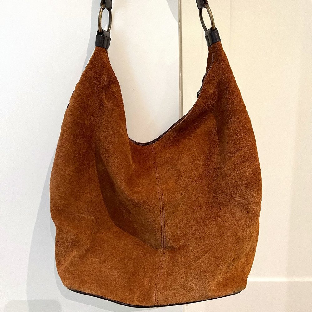 EXPRESS Genuine SUEDE Light Brown Medium Tote Hobo Purse Shoulder Bag